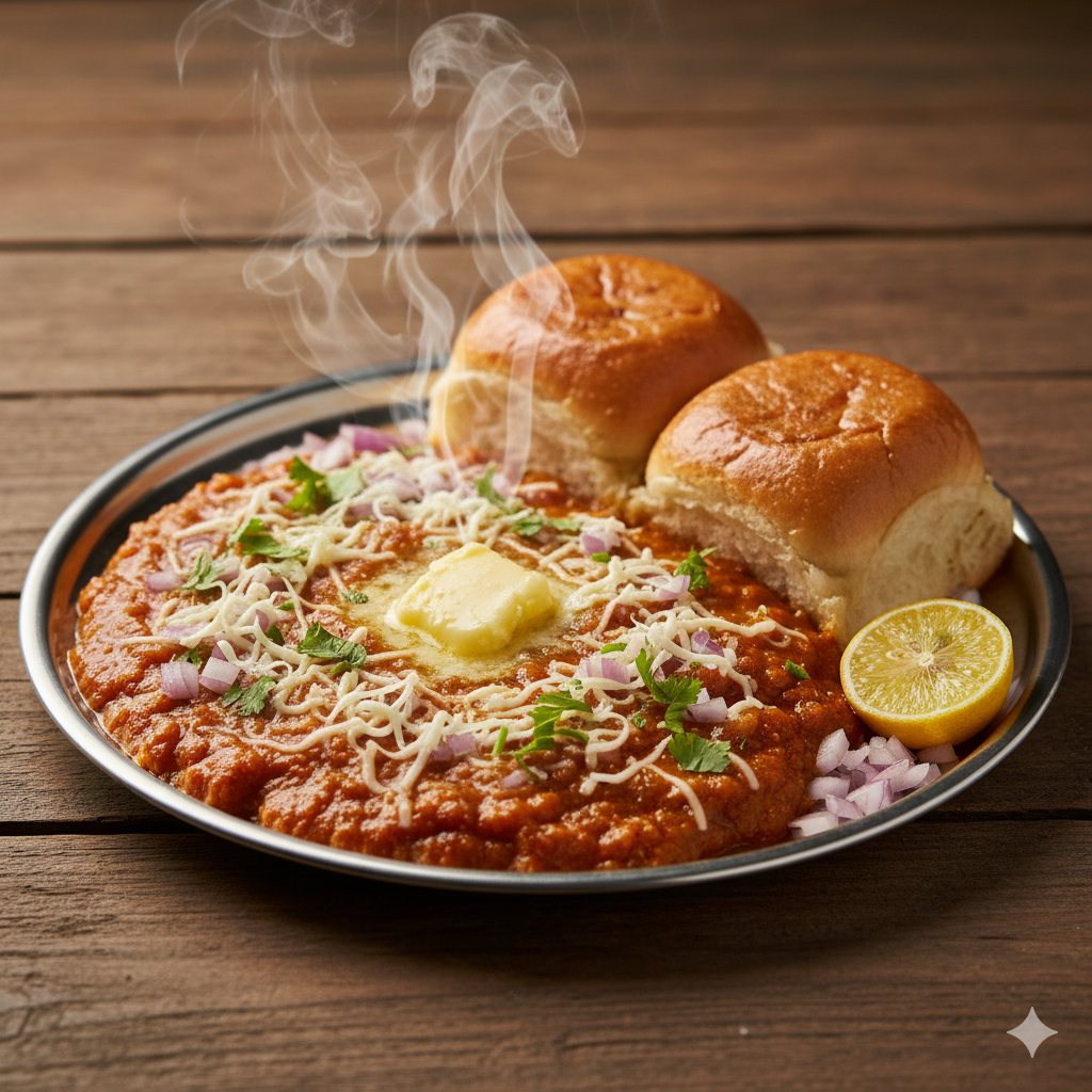 Cheesy Pav bhaji